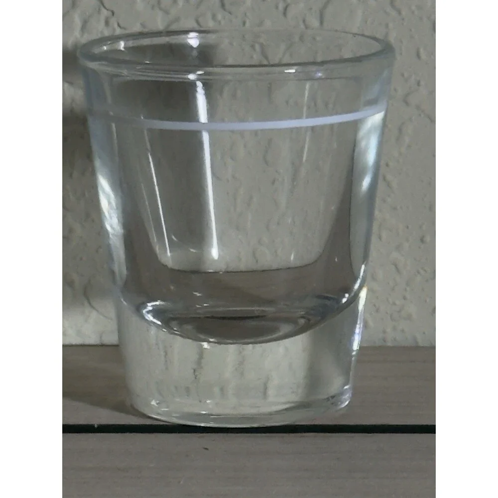 Vintage Libbey Shot Glass Heavy Thick Bottom White Pour Line Clear Glass